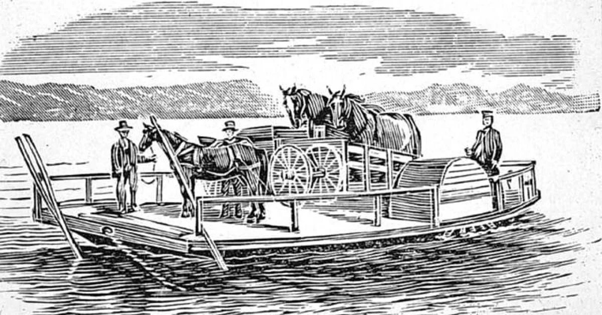 Лошадь переправа. Конный паром в Канаде. Водоходное судно Кулибина. Судно на конной тяге. Суда на конной тяге.