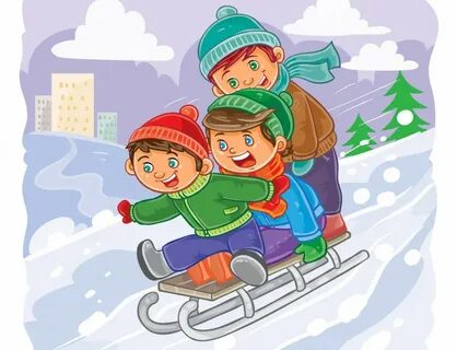 Дети катаются на санках картинки для детей