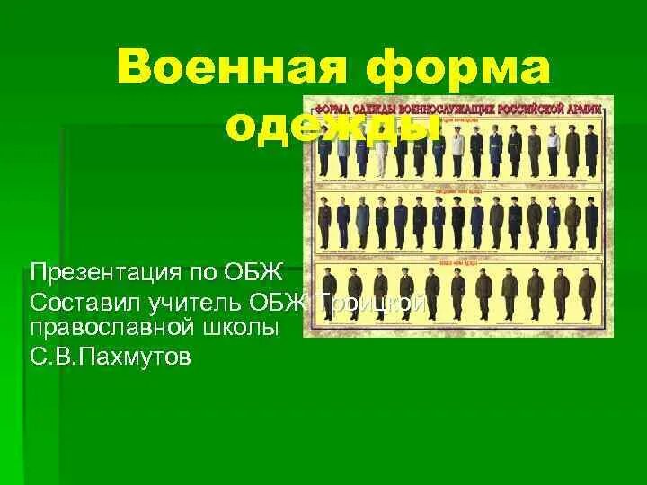 Армейская презентация. Военная презентация. Военная форма презентация. Военная форма ОБЖ. Военная форма одежды ОБЖ.