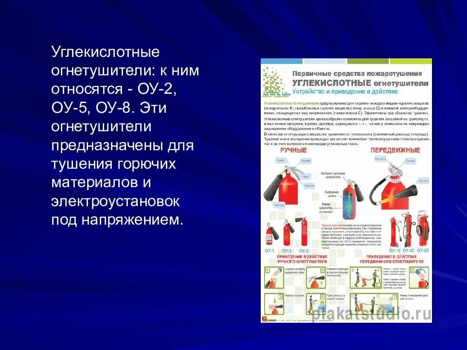 Углекислотный огнетушитель предназначен для тушения. Средство пожаротушения углекислый огнетушитель оу5. К какому типу относится огнетушитель ОУ-5?. Первичные средства пожаротушения в электроустановках до и выше 1000 в. Огнетушитель ОП порядок тушения электроустановок.