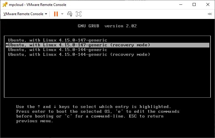 Ubuntu recovery mode. Ubuntu recovery mode