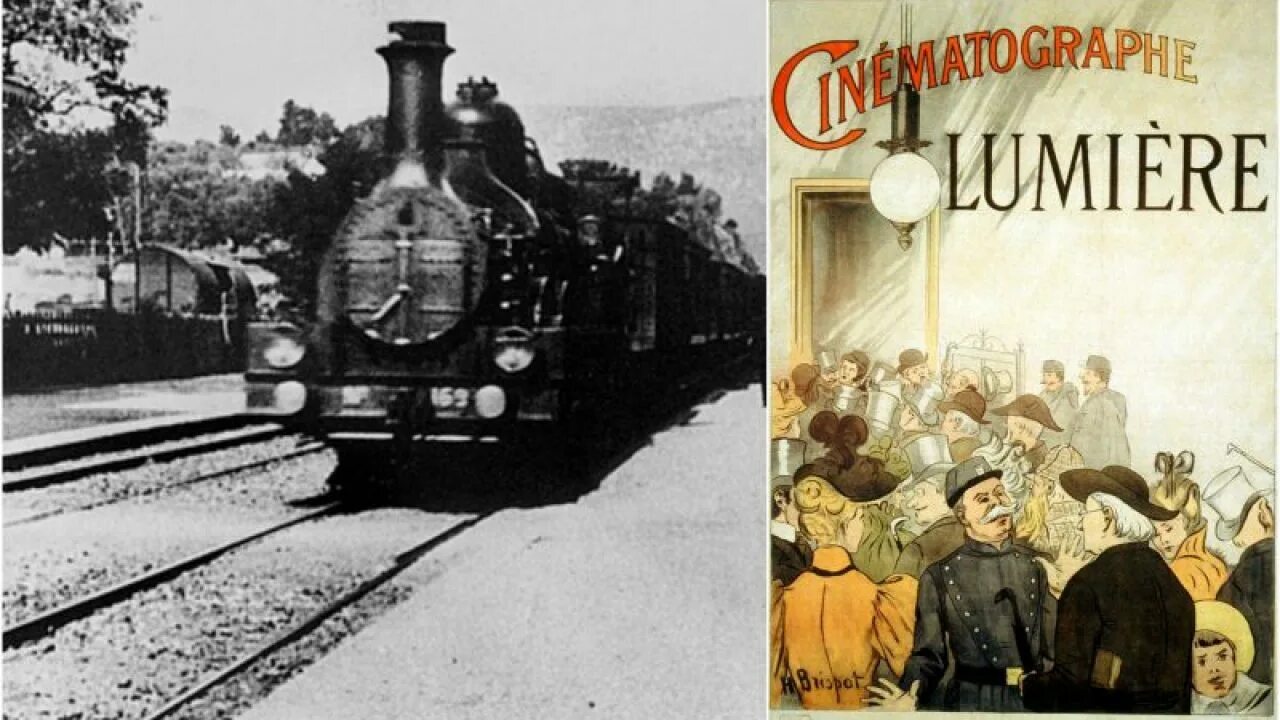 Прибытие поезда братья Люмьер 1895. Прибытие поезда на вокзал ла-Сьота. Железнодорожный приезд