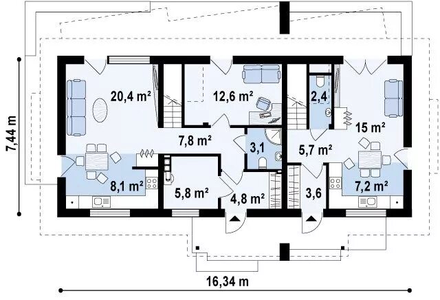 Проект дома на двух человек Studio de jardin avec ossature bois EVRY 20 m² : 20900 € TTC Livré Monté, clé en