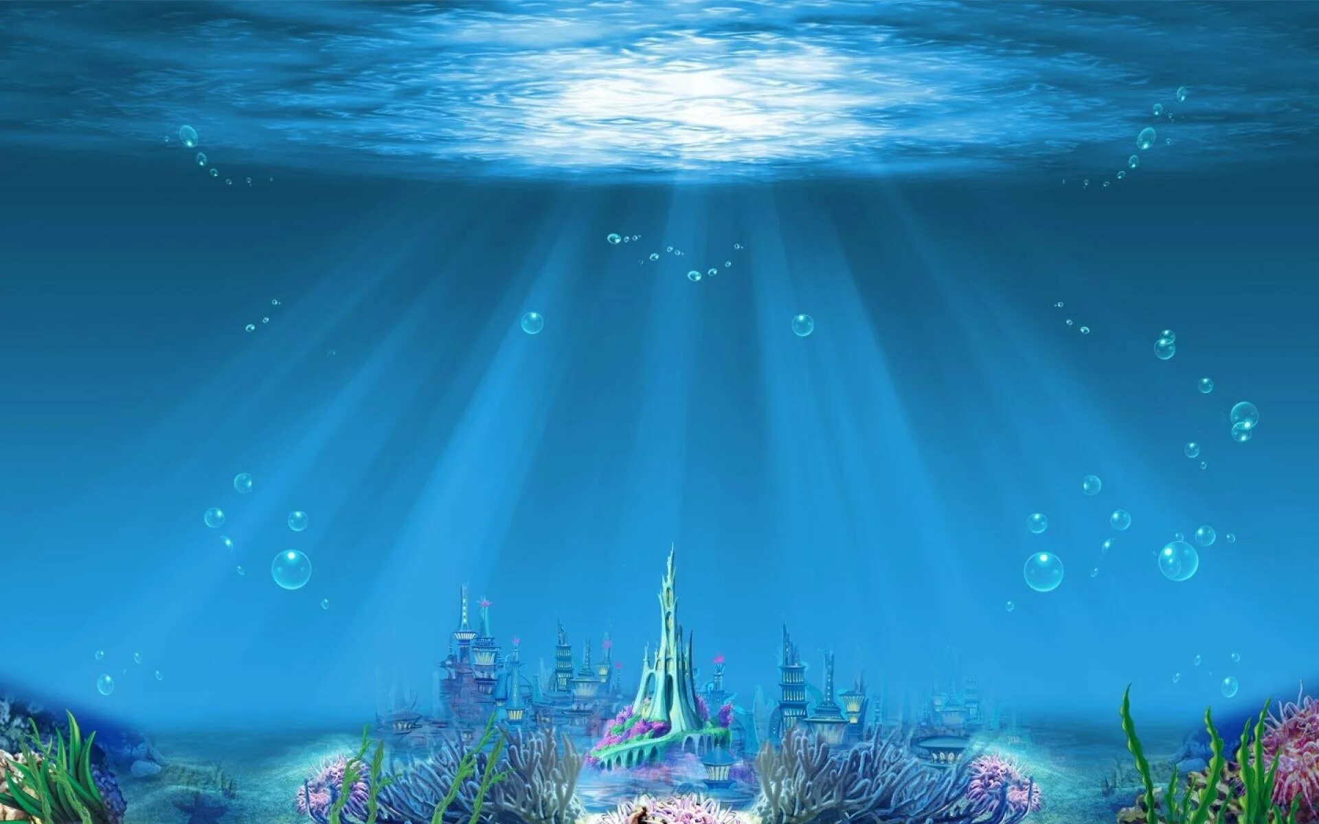Дисней море. Подводное царство Ариэль. Подводное королевство Русалочки Ариэль. Подводный замок Русалочки Ариэль. Подводное царство Ариэль фон.