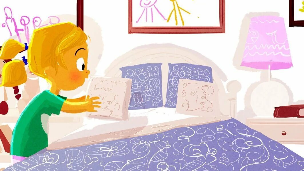 Does he go to bed. Девочка заправляет кровать. Девочка убирает постель. Ребенок застилает постель. Застелить постель.