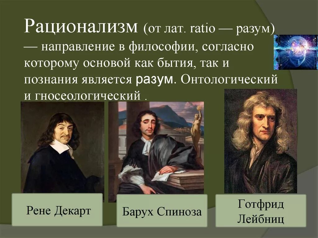 Декарт б спиноза г лейбниц. Рене Декарт рационалист эмпирист. Рационализм. Рационалистическая философия. Рационализм в философии.