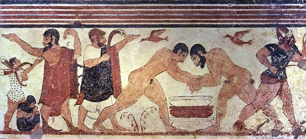 File:Produzione greca o magnogreca, sarcofago dipinto delle amazzoni, 350-325 a.