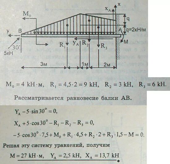 Определить реакции заделки. Балка с жесткой заделкой и шарниром. Распределение нагрузки на балке. Опорные реакции консольной балки.