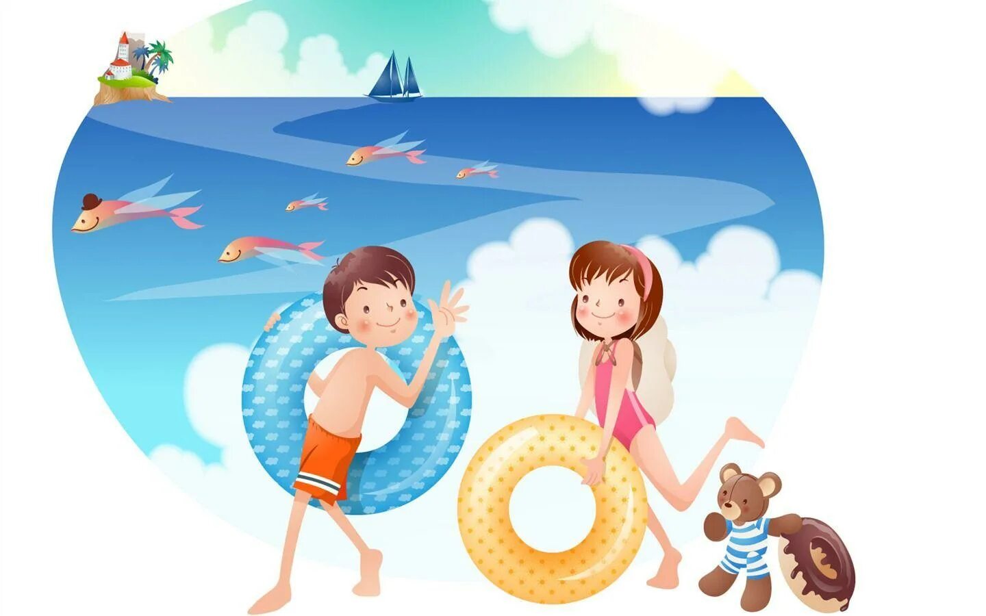 Рисунок лето. Дети на море. Летний рисунок для детей. Летние каникулы дети.