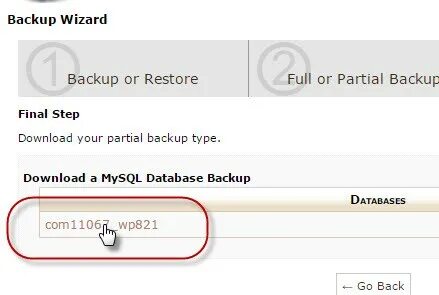 Partial backup