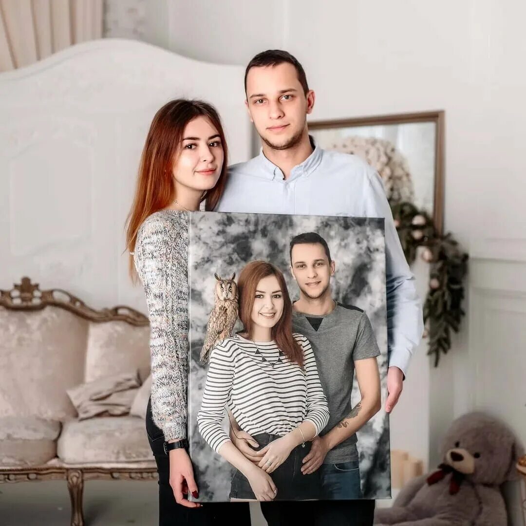 печать портрета на холсте.