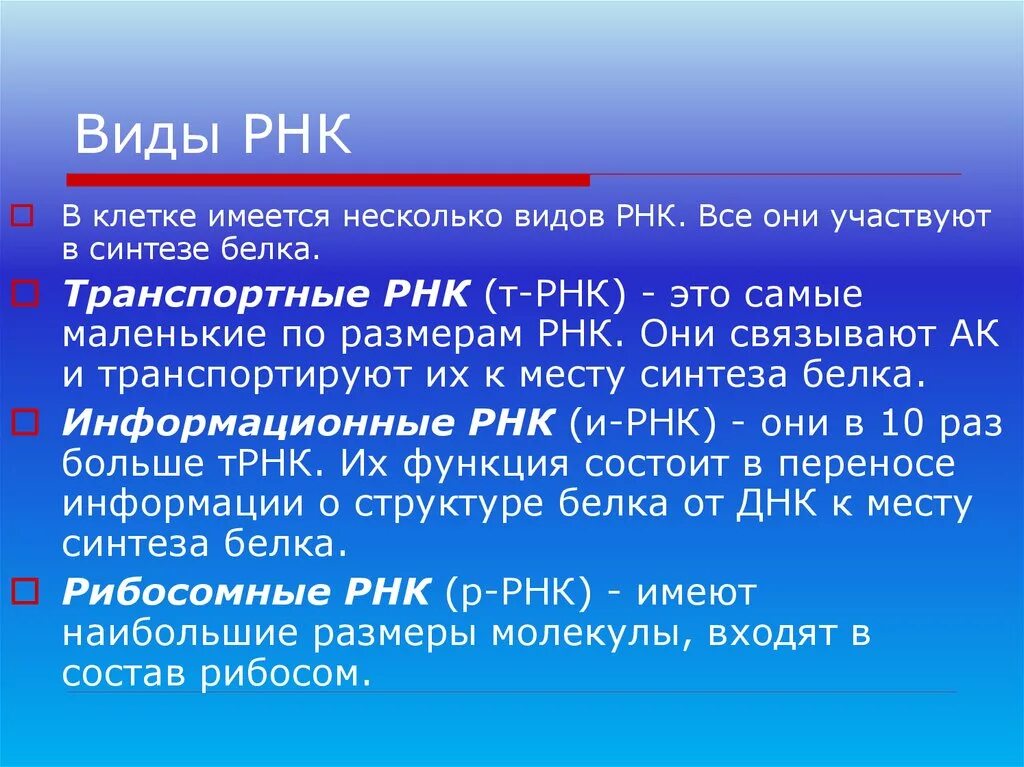 Все виды РНК. Типы РНК. Форма РНК.