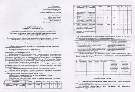 Государственное задание на выполнение государственных услуг