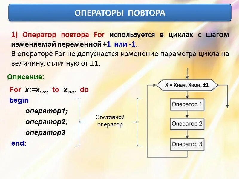 Операторами повтора являются следующие операторы. Структурные операторы. структурные операторы pascal. операторы простые и структурные. паскаль цикл for с шагом.