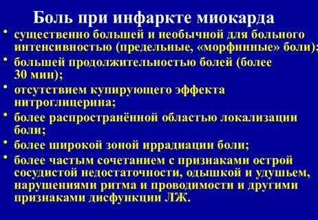 Причина боли при инфаркте миокарда
