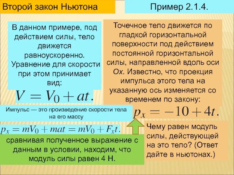 Тело под действием горизонтальной силы 5 ньютонов