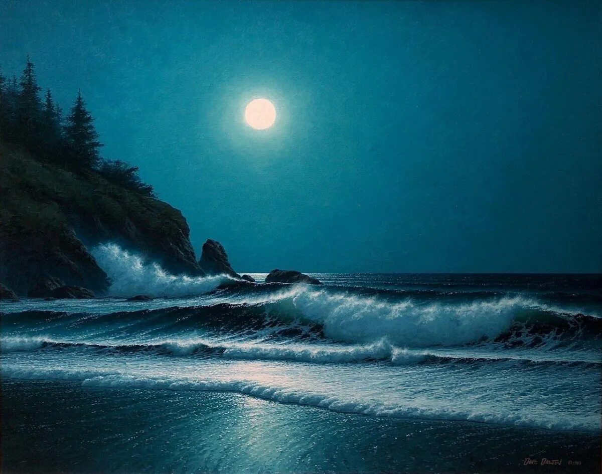 Море волны луна. Ночное море. ночь в море. ночной пейзаж море.