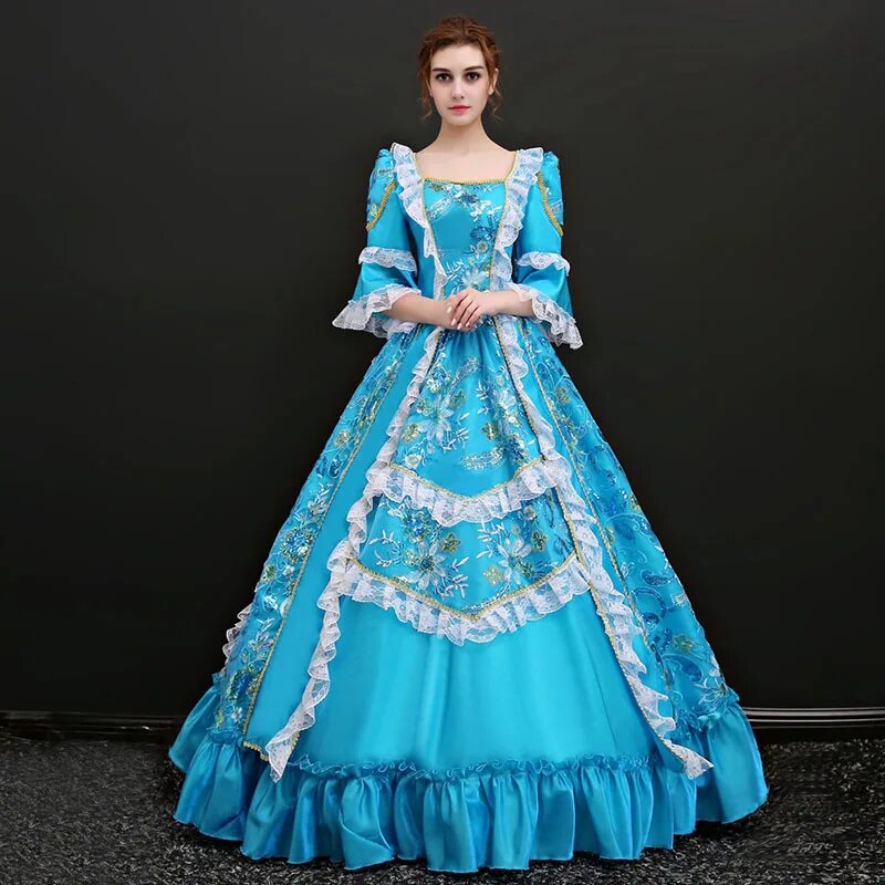 Век принцесс. Бальное платье принцессы Ренессанс. Королевские платья. Синее бальное платье. Шикарные Королевские платья.