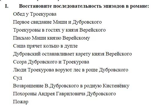 Дубровский 15 глава содержание. Восстановите последовательность эпизодов в романе. Последовательность эпизодов в романе Дубровский. Восстановите последовательность эпизодов в романе Дубровский.