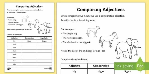 Use the adjectives in comparative. Comparison of adjectives for kids. comparatives worksheets. superlative adjectives worksheets. comparisons worksheets.
