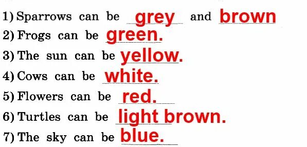 Закончи предложения вставив названия цветов. Предложения с can be. Закончи предложения английский язык 3 класс. Can be перевод. Rainbow 6 unit 2 step 2