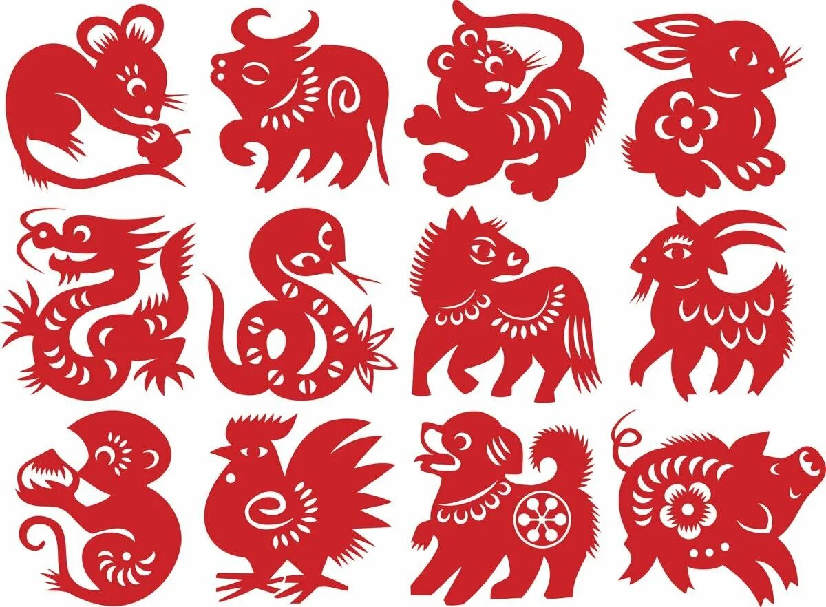 Фото символов года. Символы китайского нового года. Символы животных. Китайские символы года. Стилизованные символы года.