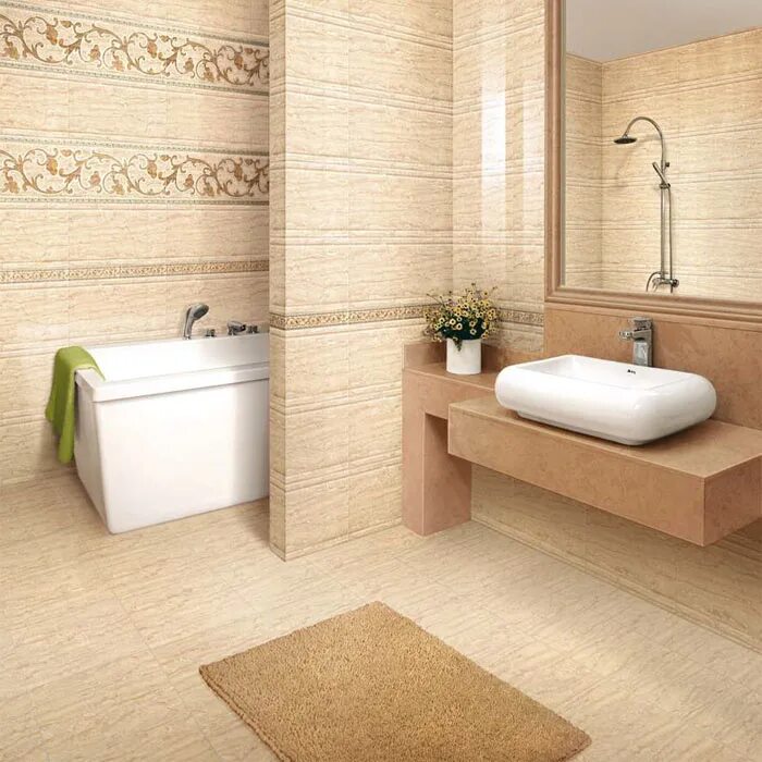 Плитка Vizavi Ceramicа ТТ-00026946. Кафель для ванной комнаты. Керамическая плитка для ванной. Плитка для ванной комнаты бежевая.