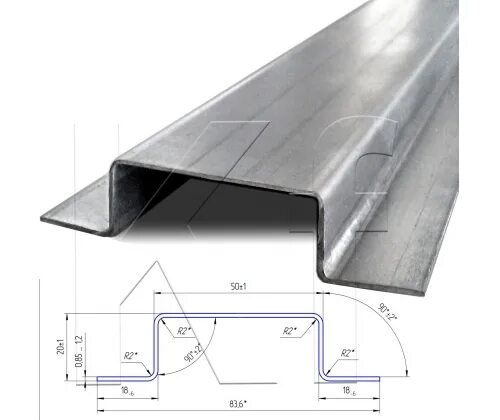 Шляпный профиль КПШ 50*20. Крепежный профиль шляпный 50*20*3000. Крепежный профиль шляпный КПШ-50. Крепежный профиль шляпный КПШ-50х20х3000 мм, t=1,2мм (металл профиль).