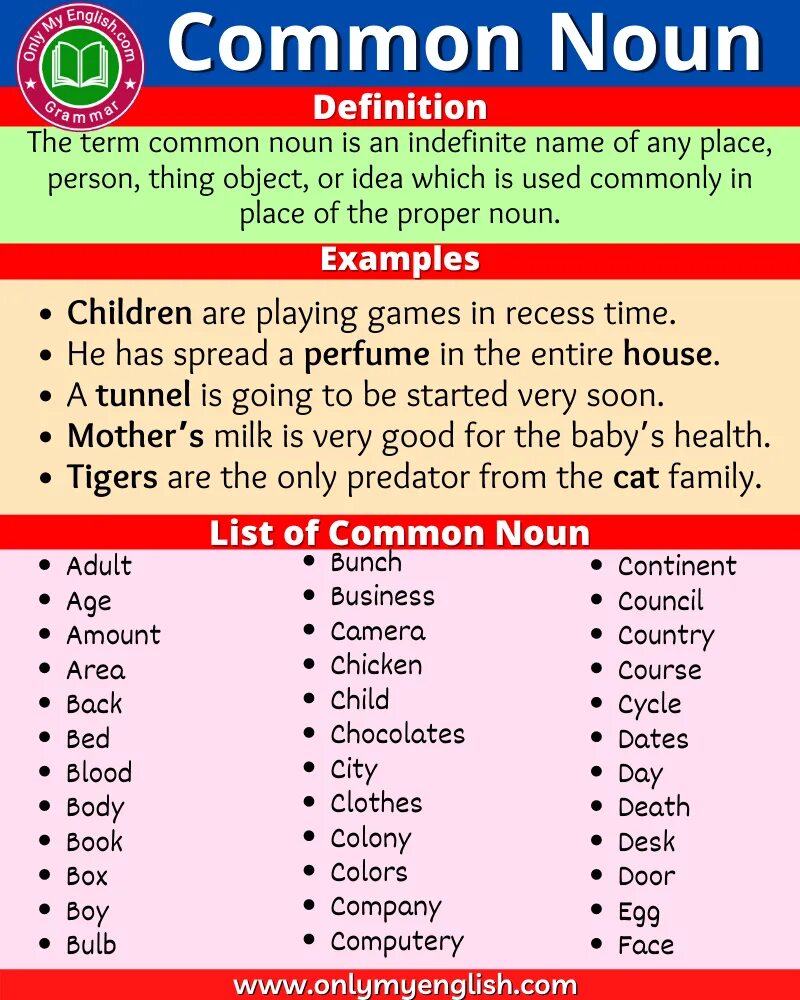 Common Nouns. Common Nouns in English. Common Noun Groups.