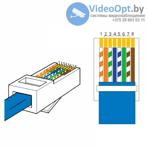 Обжимка rj45 схема b. Обжать коннектор RJ-45. Схема обжать коннектор RJ-45 8. Обжать коннектор RJ-45 B.