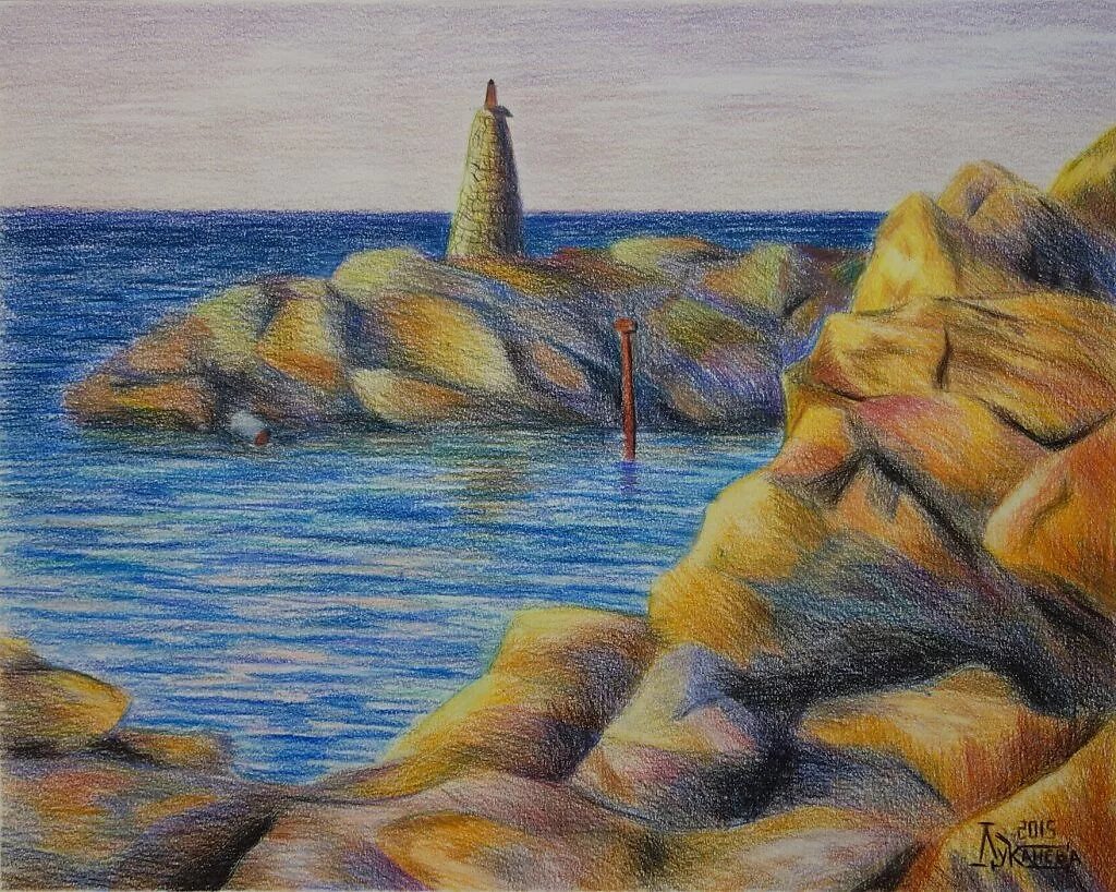 море рисунок карандашом цветным. волна цветными карандашами. морской пейзаж цветными карандашами. волна цветными карандашами. море карандашом цветным.