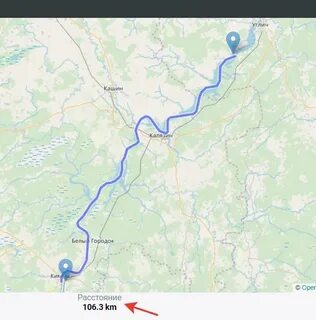 Расстояние по реке на карте