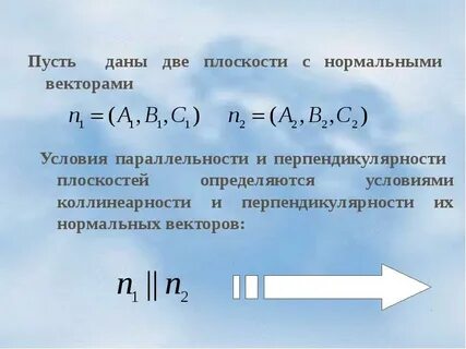 Условие параллельности двух плоскостей