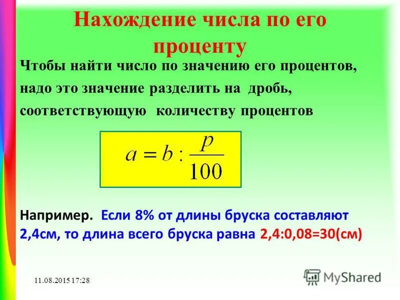 Формула нахождения процента от числа. Как найти процент. Формула нахождения процентов. Формула нахождения числа по его процентам.