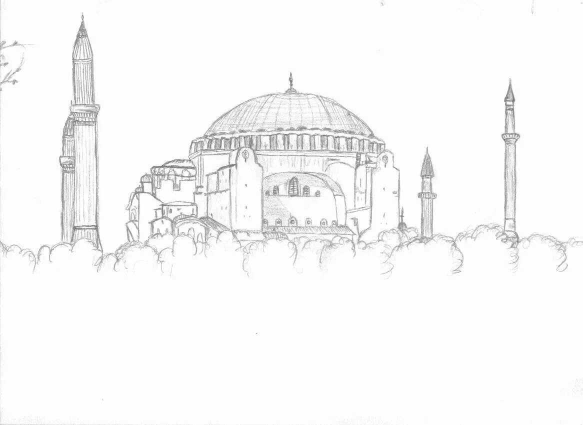 Рисунки святой софии. Храм святой софии в константинополе рисунок. храм святой софии в константинополе раскраска. храм святой софии в константинополе нарисовать. мечеть айя софия карандашом.