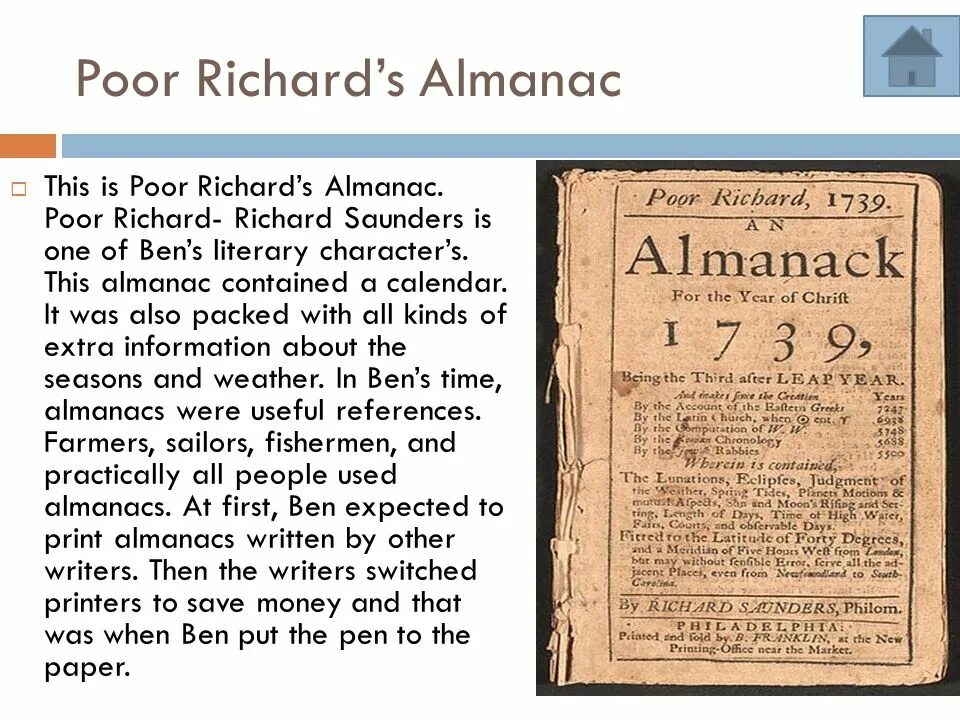 Альманах бедного Ричарда Бенджамина Франклина. Poor Richard's Almanac. Альманах Франклина. Benjamin Franklin “poor Richard’s Almanac”..