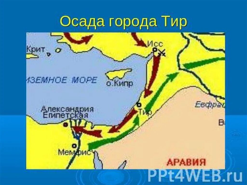 Сколько длилась осада тира. Завоевание Египта Македонским. Завоевание Египта Александром Македонским карта.