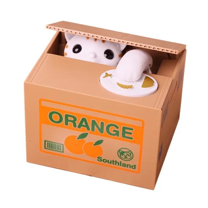 Копилка интерактивная "котик-воришка" ассорти. Копилка которая забирает деньги. Копилка сейф с купюроприемником. Копилка которая забирает деньги. Копилка кот в коробке с лапкой.