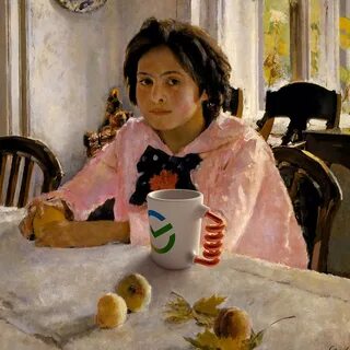Репродукция девочка с персиками