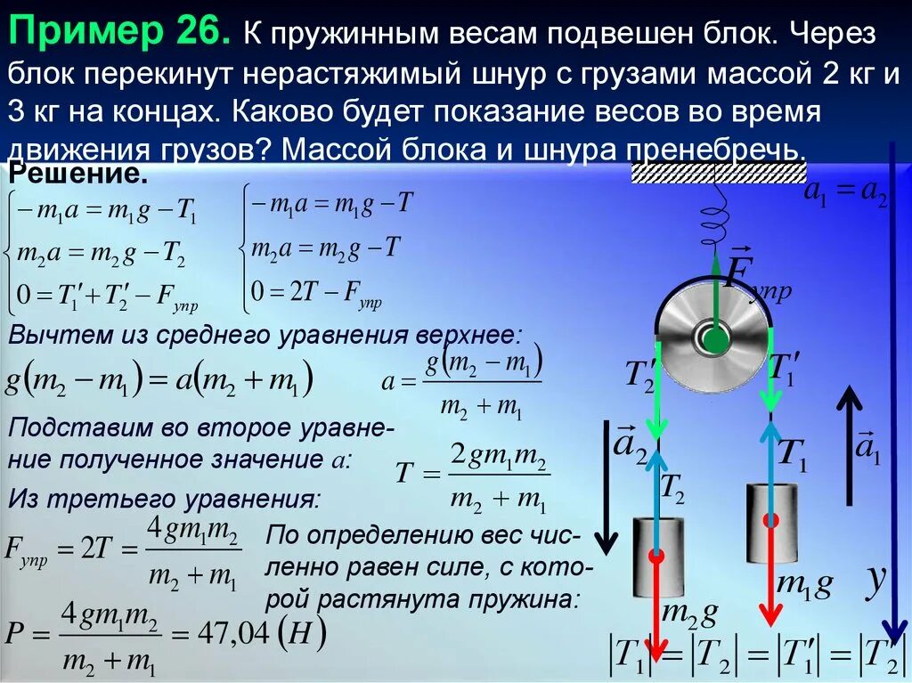 Движение тел через блок