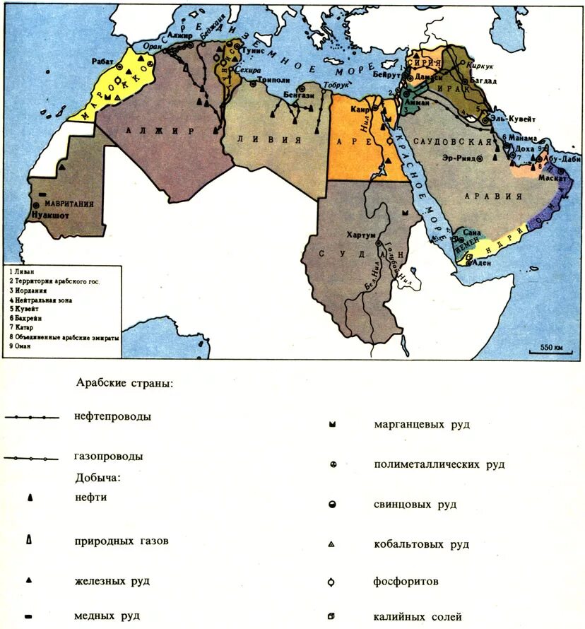 Арабские государства на карте