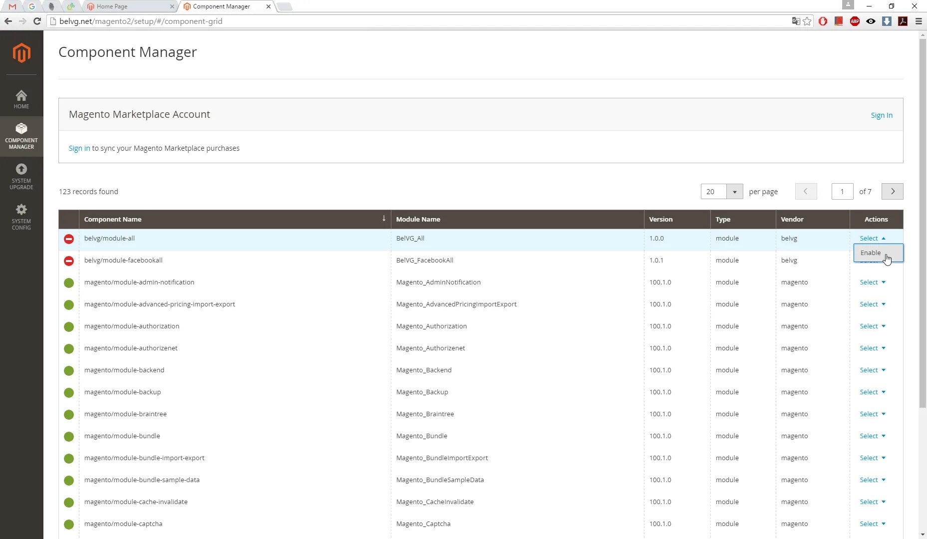Admin modules. Magento панель управления. magento module manager. magento 2 bcc add admin.