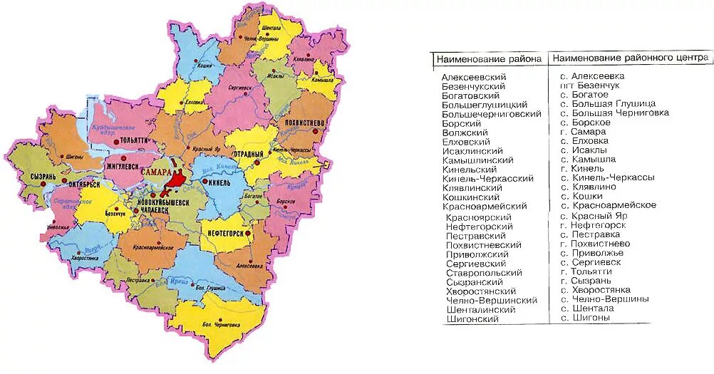 Правила самарской области. Карта Самарской области по районам. Карта Самарской области с районами. Карта Самарской области с населенными пунктами. Карта районов Самарской обл.