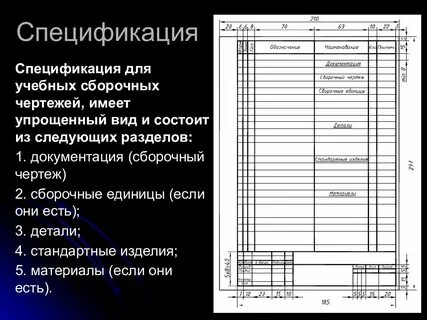 Спецификация определяет состав сборочной единицы