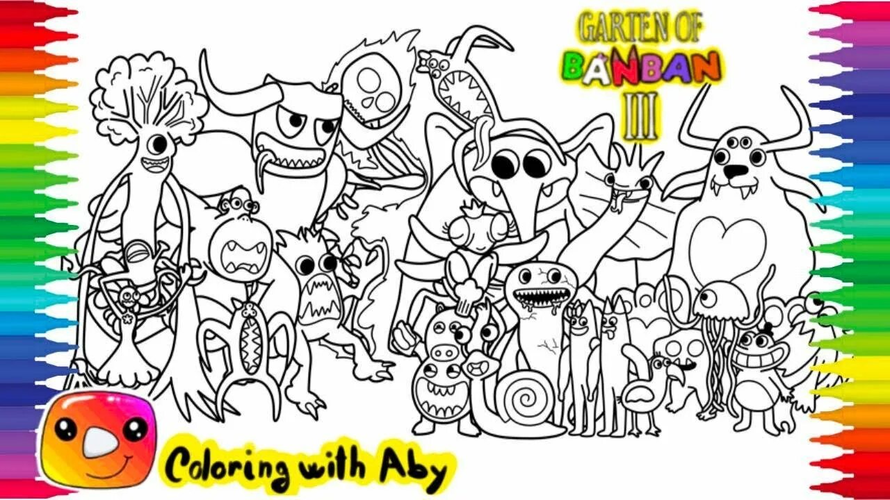 Ban ban coloring. Банбан 3. Садик банбан раскраска. Садик банбан раскраска. Garden of ban ban раскраска.
