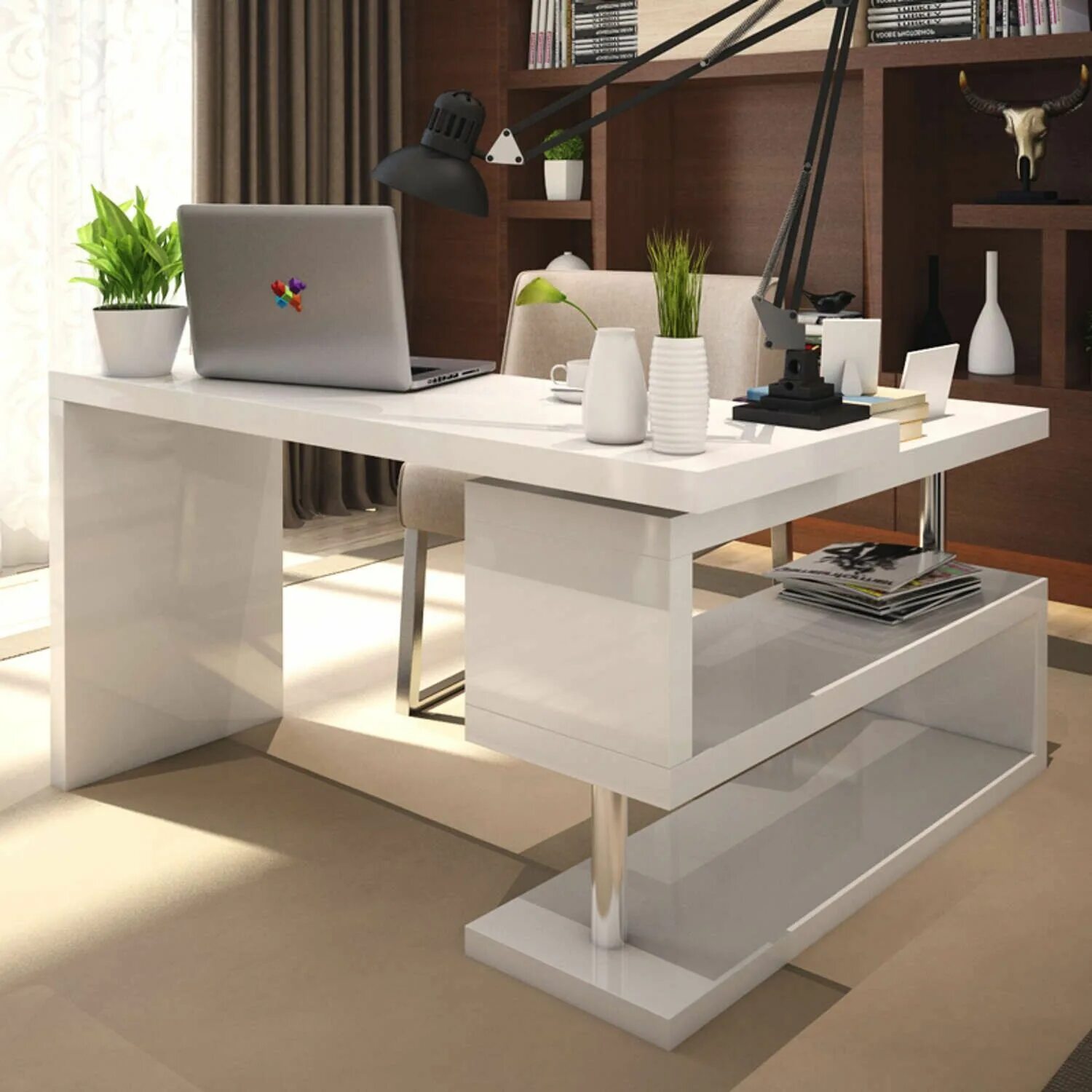 Стол компьютерный Homeoffice (белый, 1200х550х964 мм). Стол Corner Desk Loft. Стильный стол. Современный письменный стол. Стильные письменные