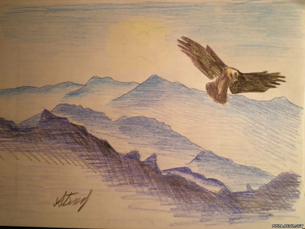 Коршун из сказки. Ф. Два живых крыла. Журавль в полете. Тютчева "с поляны коршун поднялся".