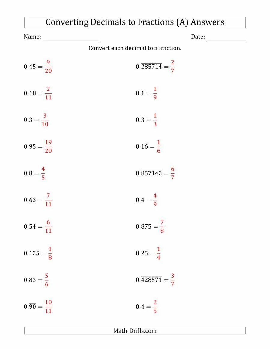 Decimal fraction. Converting recurring decimal to fraction. decimal fractions. fraction worksheet pdf. terminating decimal.