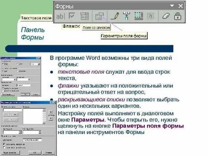 Виды полей word