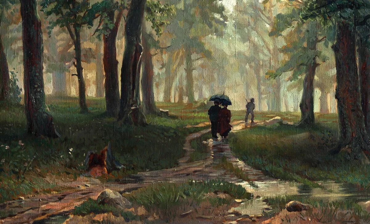 Ранним утром я иду в соседнюю рощу. Шишкин дождь в Дубовом лесу картина.